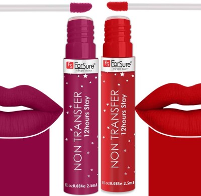 ForSure Waterproof Liquid Star Matte Lipstick Non Transfer Smudge Proof Upto 12 HrsStay(Coral Red ,Magnetic Magenta, 5 ml)