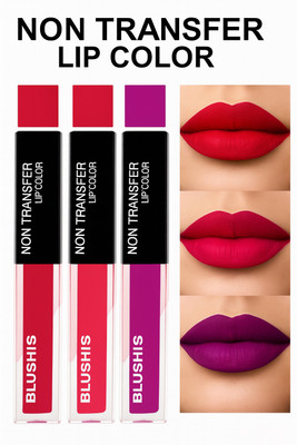 BLUSHIS Long Wear Non Transfer Sensational liquid matte Bold Lip Colour Combo Pack Of 3 Dark Pink ,Magenta And Purple Colour(Multicolour, 12 ml)