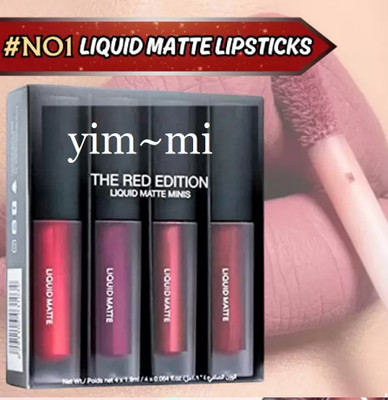 yim~mi Red Color 4 in 1 Matte Lipstick | Waterproof Long Lasting(multicolor, 16 ml)