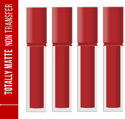 Luipui CRUSH SUPER STAY LONG LASTING, FULL COVERAGE & SMUDGE PROOF LIPSTICK PACK OF 4(HOT RED - 07, 28 ml)