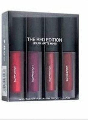 Mixonshun High Quality Liquid lipstick Red edition minis 4 RED Super Stay Matte Finish(Multicolor, 4 ml)