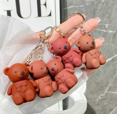 Ashyra Cute 2in1 Teddy Bear Lipstick Key Chain| Long Lasting & Waterproof (Pack of 5)(Multicolour, 5.6 ml)