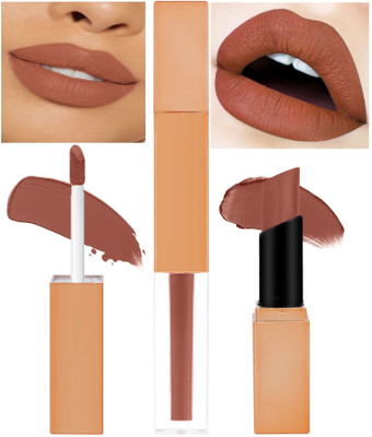 WOONGMI Perfect Lightweight Long Lasting & Non Transfer Matte Lipstick(P each Brown, 12 ml)