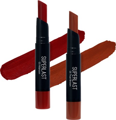 Me-On Superlast Lipstick (Shade 03,16)(Maroon,True Brown, 4 g)