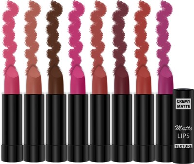Ramp Walk Cremy Matte Stick Lipsticks for Women & Gift Set(Red Bloom,Magenta,Pink Fusion,Caramel,Brown,Pink Berry,Orange,Cherry Maroon, 28 g)