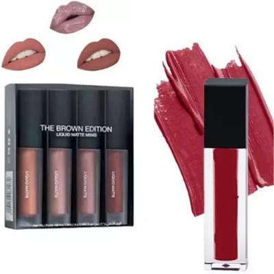 BLUSHIS Liquid Lipstick Matte Wterproof And Longlasting Combo Set Of 4 Pc(Red Set 4, 16 ml)