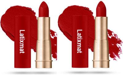 Latixmat Combo Full Coverage Lipstick Transferproof Highly Pigemented Hot red Lipstick(Hot red, 7 g)