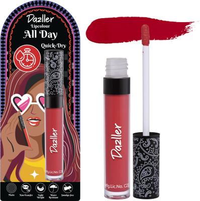 Dazller All Day Lipcolour, Ultra Intense Matte,Smudge-Proof, Lightweight,Up to 8Hrs Stay(QDLC020 - Chilli Red, 6 g)