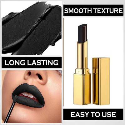 Herrlich BLACK COLOR CREAMY LIPSTICK HIGH PIGMENT FORMULA(BLACK, 3.6 g)