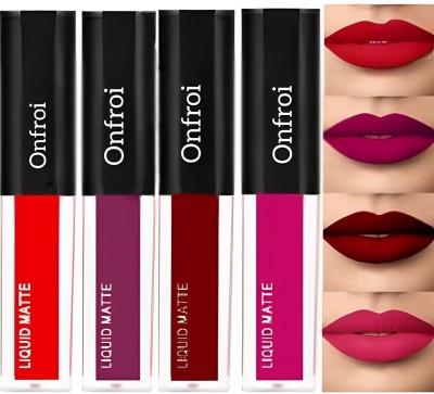 Onfroi Forever Matte Liquid Lip Colour
combo pack of 4(Red, Pink, strawberry
Maroon, 18 ml)