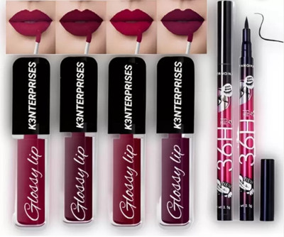 K3NTERPRISES 4 in 1 Matte Liquid Lipstick | Waterproof and Smudge Proof (Multicolor, 16 ml)(MULTI, 16 ml)