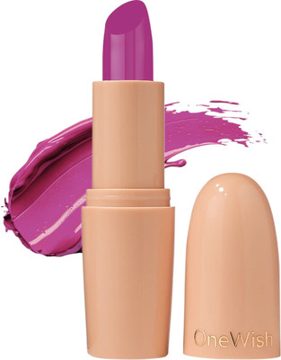 One Wish Creamy Matte Lipstick | 8 Hrs Long Lasting | Smooth & Soft Finish | Shade 4(Plum Lush, 3.8 g)