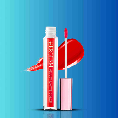 herglam ColorCraze Liquid Lipstick Matte Finish – Cherry Red | Long-Lasting(Red, 6 ml)