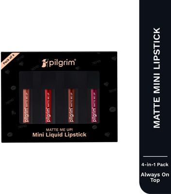 Pilgrim Mini Liquid Lipstick 4 in 1 Pack Smudgeproof, Hydrating & Lightweight(Always on top, 4 ml)