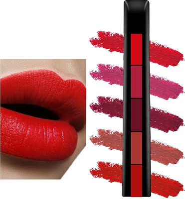 Emijun 5 in 1 Waterproof Matte Lipstick Set Makeup Long Lasting Colorful Lipstick(MULTI, 6 g)