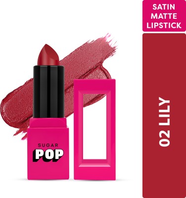 SUGAR POP Satin Matte Lipstick 02 Lily - Long-wearing | Full Coverage(lily, 3 g)