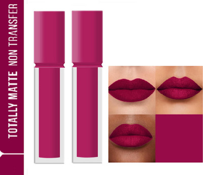 Luipui MATTE CRUSH SUPER STAY LONG LASTING, FULL COVERAGE LIPSTICK PACK OF 2(MAGENTA - 17, 14 ml)
