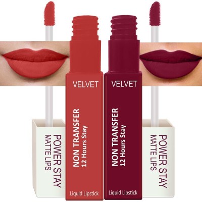 Perpaa Power Stay Liquid Matte Lipstick - Waterproof combo of 2 (Upto12 Hrs Stay)(Flirty Red, Cherry Red, 5 ml)