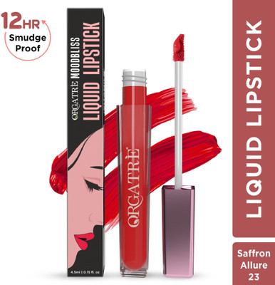 Orgatre Moodbliss Liquid Lipstick waterproof - 12Hr Stay, Non-Transfer & Smudge-Proof(Saffron Allure, 4.5 ml)