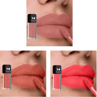 MORAZE Long Stay Matte Lipstick Combo Set of 3 (Blush Pink,Flamingo,Guess)(Berry red, 3.6 ml)