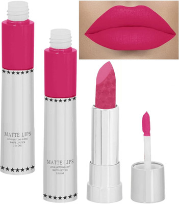 Emijun 2 in 1 Matte waterproof Lipstick And Liquid HONET PINK Lip Gloss COMBO(HONEY PINK, 16 g)