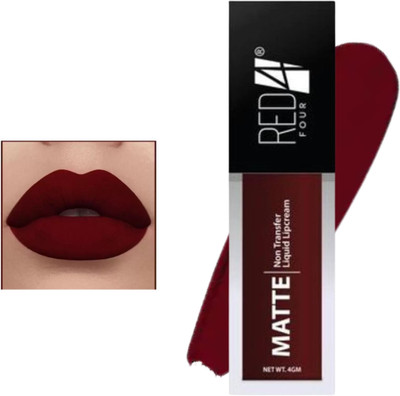 RED4 Non- transfer liquid lipstick maroon(Maroon, 4 g)