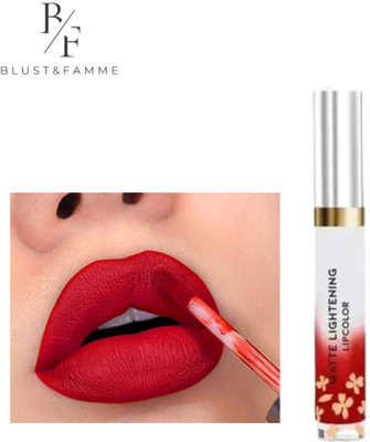 BLUST&FAMME red color liquid matte waterproof lipstick pack of 1(red, 6 ml)