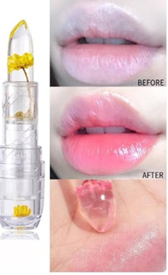 SUBIA New Color Changing Flower Jelly Lipstick Waterproof Transparent Lips(PINK, 3.5 g)