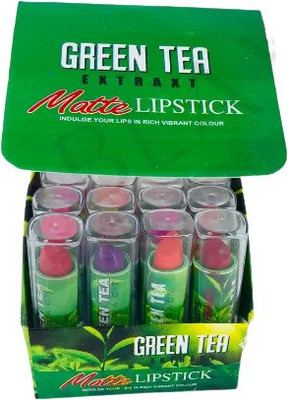 ShopCircuit Super Matte Green Tea Matte Lipstick Combo Pack of 12(Multicolor, 36 g)