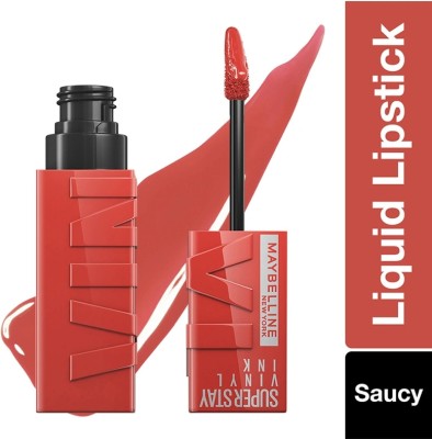 MAYBELLINE NEW YORK Liquid Lipstick, Enriched With Vitamin E & Aloe, SuperStay Vinyl Ink, Saucy(SAUCY-65, 4.2 ml)
