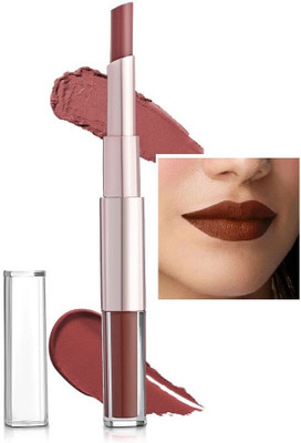 FLORERO 2 in 1 Matte Lipstick, Intense Colour, Keeps Lips Moisturised(Dark Brown, 12 ml)