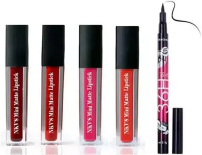 DIVYA UNIQUES 4-Multicolor-Lipstick-eyeliner-combo(Multicolor, 4 g)