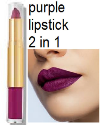 Luipui 2 in 1 purple matte lipstick waterproof pack of 1 awesome(purple, 6 g)
