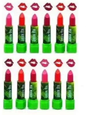ShopCircuit Trending Super matte green tea extract matte lipstick combo pack of 12(Multicolor, 36 g)