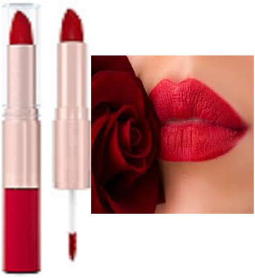 Luipui 2 in 1 red matte lipstick long lasting waterproof pack of 1 (6 g)(RED, 6 g)
