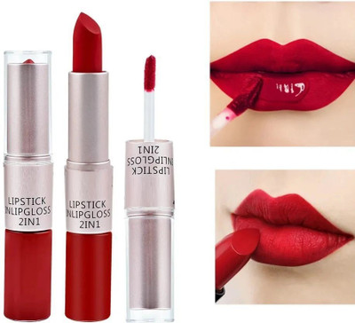 Arcanuy waterproof 2 in 1 Matte Lipstick And Liquid Lip Gloss(red, 10 g)