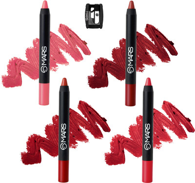 MARS Long Lasting Smudge Proof Matte Lip Crayon With Gift Box(I Am Strong-01, I Love Myself-02, No Filter-03, I Am Beautiful-04, 14 g)