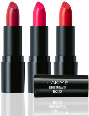 Lakmé Ananya�s Favourite Cushion Matte Lipstick Kit (Pink Ruby, Red Blaze, Red Wine, 13.5 g)