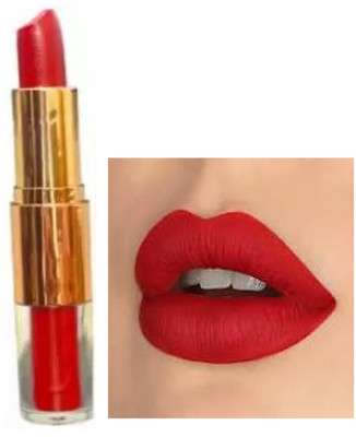 Luipui best 2 in 1 red matte finish lipstick pack of 1 awesome(red, 6 g)