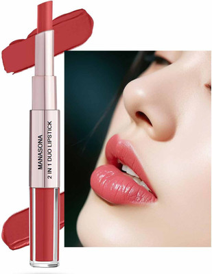 manasona PEACH PINK 2 IN 1 LONG LASTING WATERPROOF MATTE FINISH LIPSTICK(PEACH, 7 g)