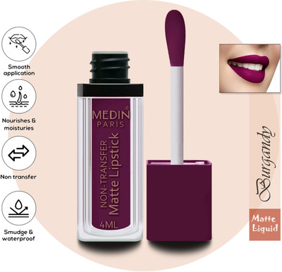 MEDIN Paris Proffessional special matte Liquid lipstick set of 1 ((BURGANDY, 4 ml)