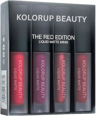 Kolorup Beauty Super Stay Water Proof Sensational Liquid Matte Lipstick,B Set of 4(Red Edition, 16 ml)
