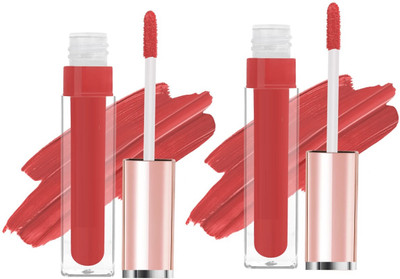 Emijun coral red combo liquid matte lipstikc waterproof(coral red, 12 ml)