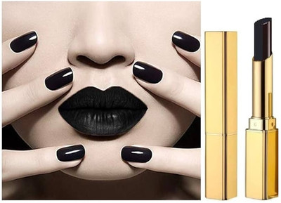USBK Matte Black Lipstick Smudge Proof Non Stick And Lightweight(BLACK, 3.6 g)