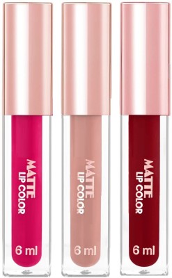 tanvi27 Combo pack matte liquid smooth finish water proof lipstick(brown ,red ,pink, 18 ml)