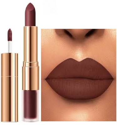 Luipui brown matte finish lipstick 2 in 1 waterproof(brown, 6 g)