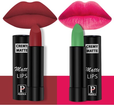 Perpaa Cremy Matte Finish Lipstick for women(Natural Pink,Rose Red, 3.5 g)