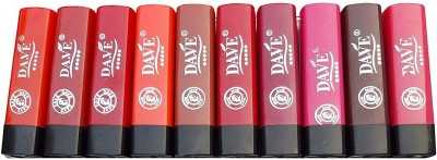 DA.VE Lipstick Weightless,Matte,Long Lasting,Natural Finish Lipstick 10 ml Pack of 10(Multicolor-P1, 100 ml)