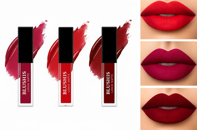 BLUSHIS Ultra Smooth | Premium N Hydrating Matte | Liquid Lipsticks Set | Trendy Shades(RED TWIST, EPIC MAGENTA, MAROON KISS, 12 ml)
