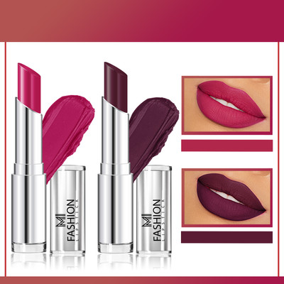 MI FASHION High Pigmented Bold Colors Lipsticks Cr�me Matte Combo Set of 2 Code no 697(Magenta, Maroon, 7 g)